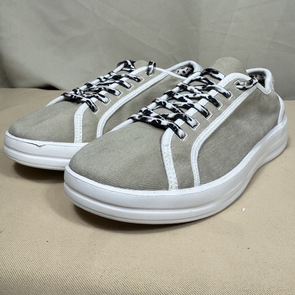 HEYDUDE Karina Joy Sand Beige Sneakers Leopard Lace Casual Women’s Size 7